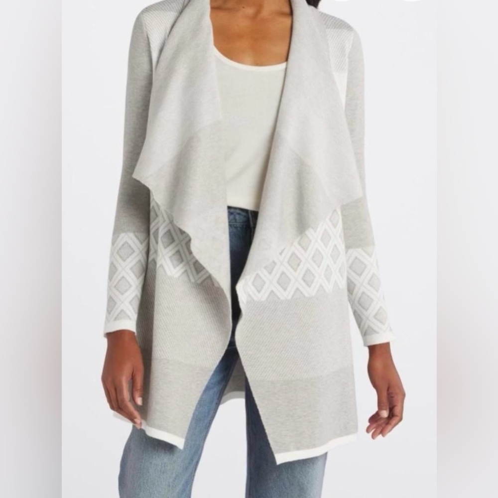 Evolution By Cyrus Chiana Graphic Open Drape Cardigan Small Soft Cozy Warm
